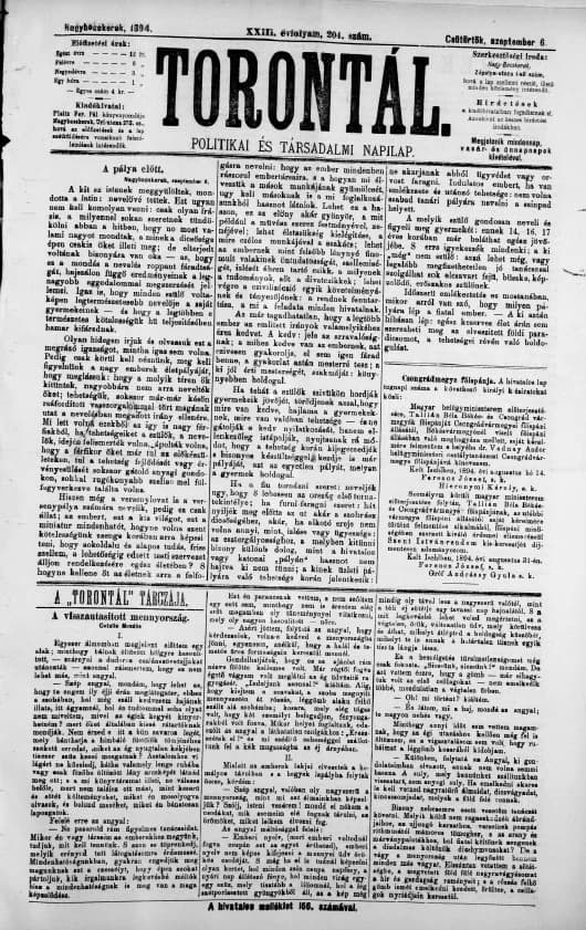 Torontál, 23. évf. 1894. szeptember 6. 204. sz.
