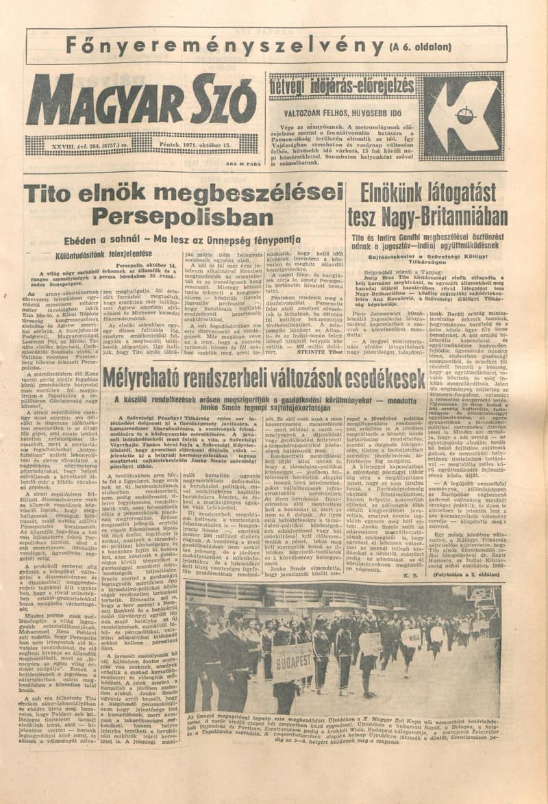 Magyar Szó, 28. évf. 1971. október 15. 284. sz. 1–12. oldal