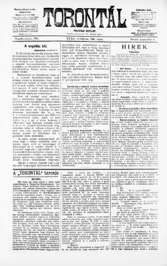 Torontál, 32. évf. 1903. szeptember 4. 200. sz.