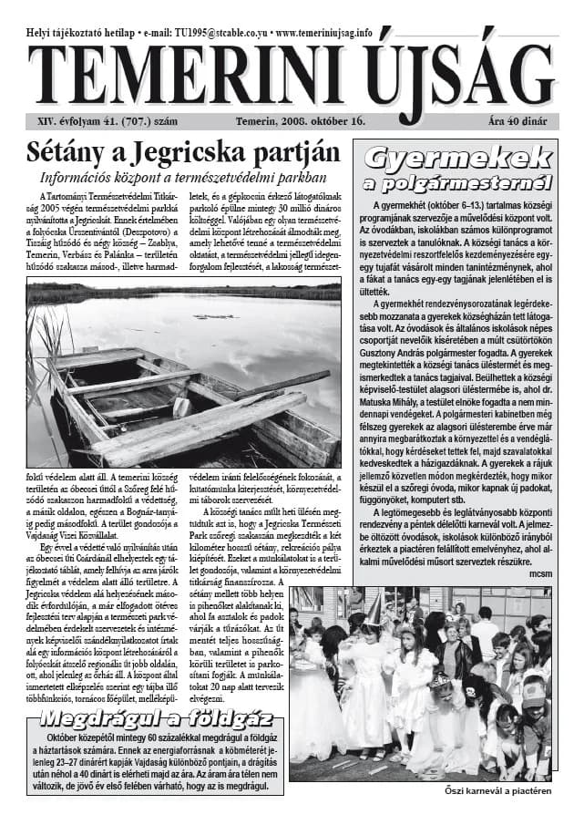 Temerini Újság, 14. évf. 2008. október 16. 41. sz.