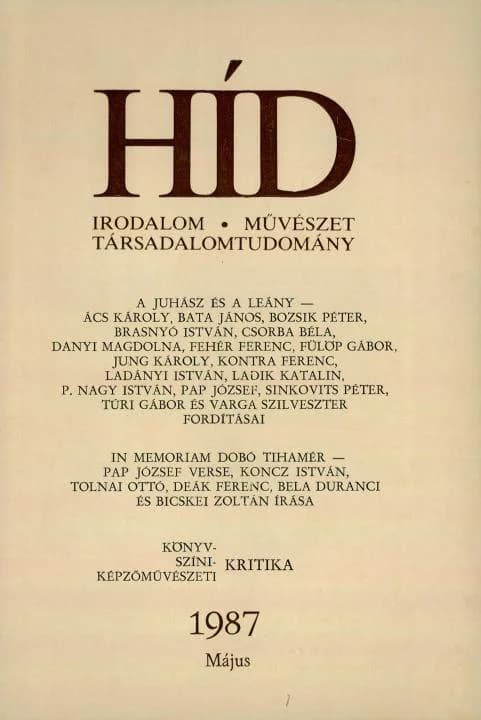 Híd, 51. évf. 1987. május. 5. sz. 573–732. oldal