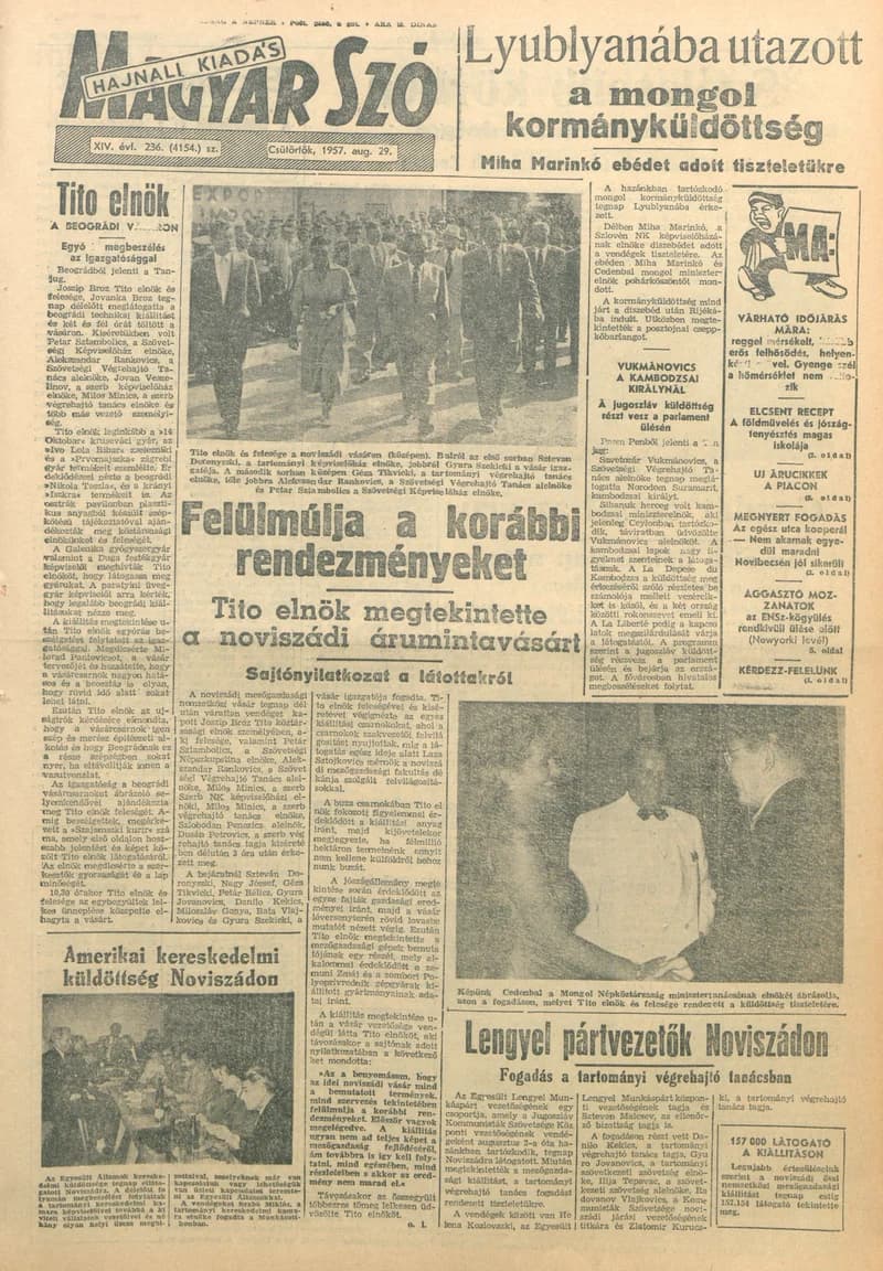 Magyar Szó, 14. évf. 1957. augusztus 29. 236. sz. 1–12. oldal