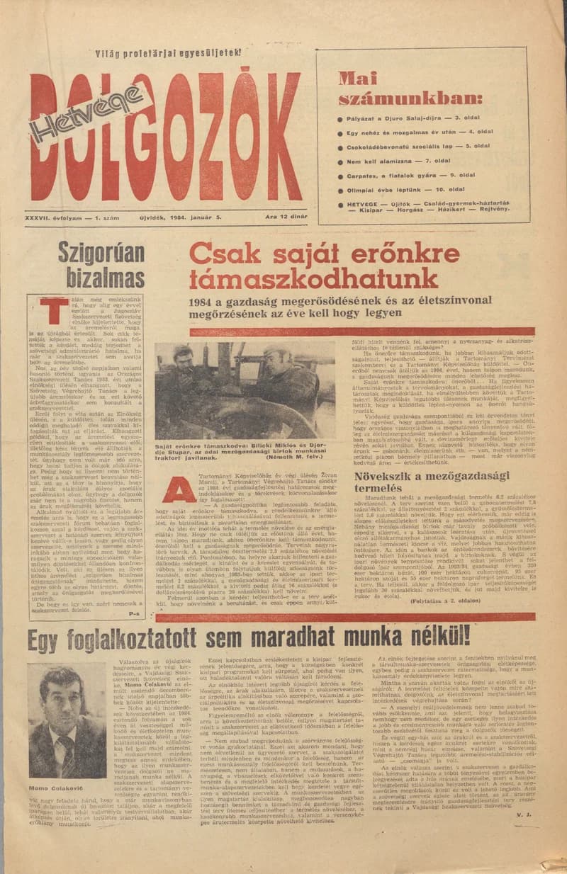 Dolgozók, 38. évf. 1984. január 5. 1. sz.