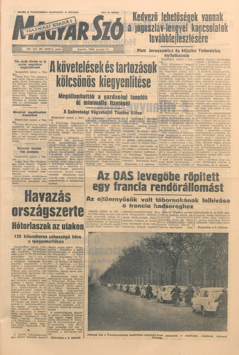 Magyar Szó, 19. évf. 1962. január 31. 29. sz. 1–14. oldal