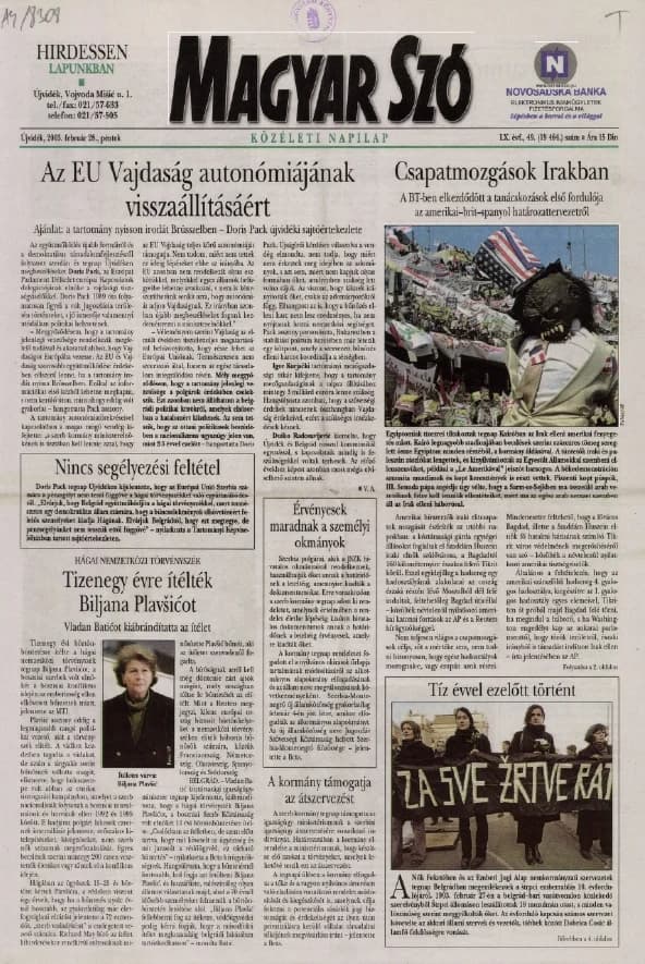 Magyar Szó, 60. évf. 2003. február 28. 49. sz. 1–16. oldal