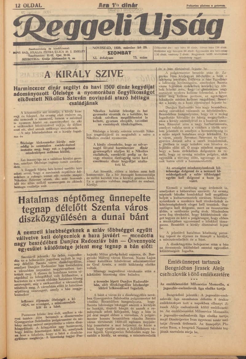 Reggeli Újság, 11. évf. 1930. március 29. 75. sz.