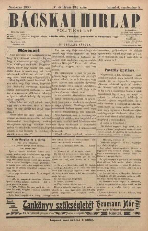 Bácskai Hirlap, 5. évf. 1900. szeptember 8. 134. sz.