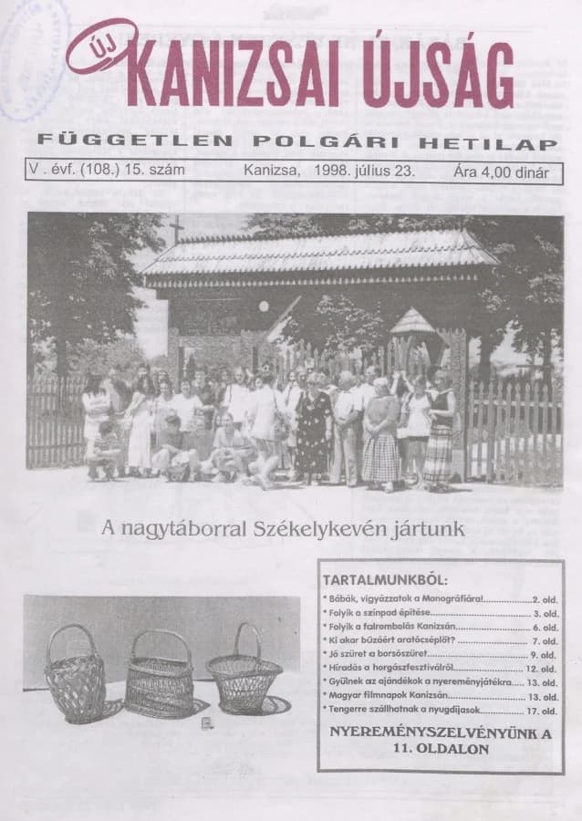 Új Kanizsai Újság, 5. évf. 1998. július 23. 15. sz.