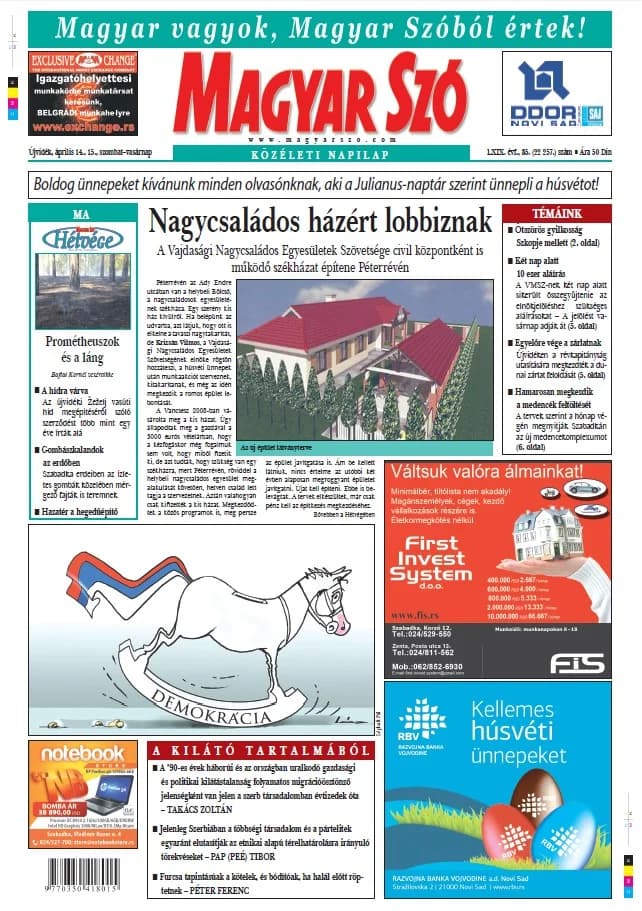 Magyar Szó, 69. évf. 2012. április 14. – 15. 85. sz. 1–44. oldal