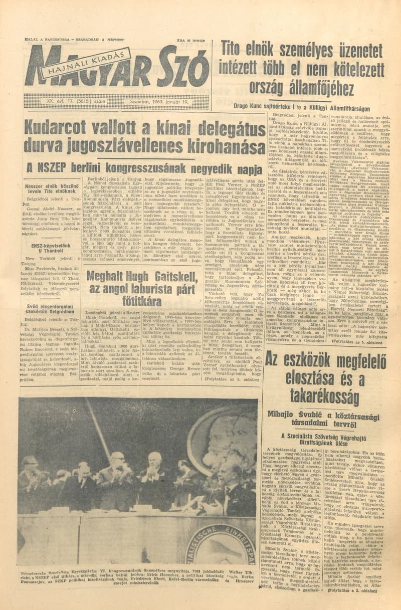 Magyar Szó, 20. évf. 1963. január 19. 17. sz. 1–12. oldal
