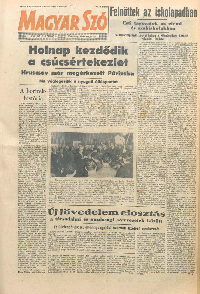 Magyar Szó, 17. évf. 1960. május 15. 114. sz. 1–20. oldal