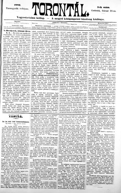 Torontál, 11. évf. 1882. február 16. 7. sz.
