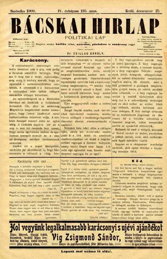 Bácskai Hirlap, 4. évf. 1900. december 25. 195. sz.