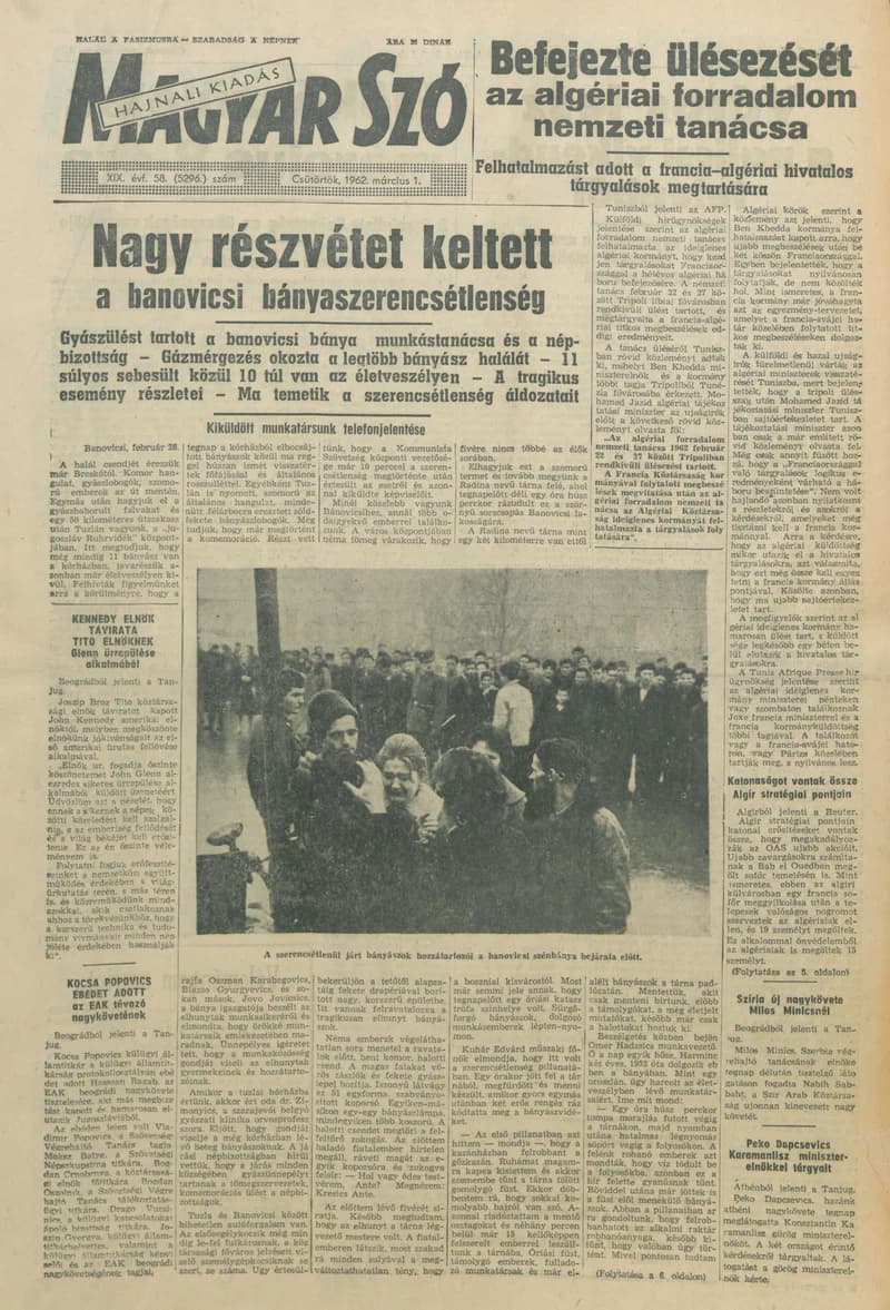 Magyar Szó, 19. évf. 1962. március 1. 58. sz. 1–16. oldal