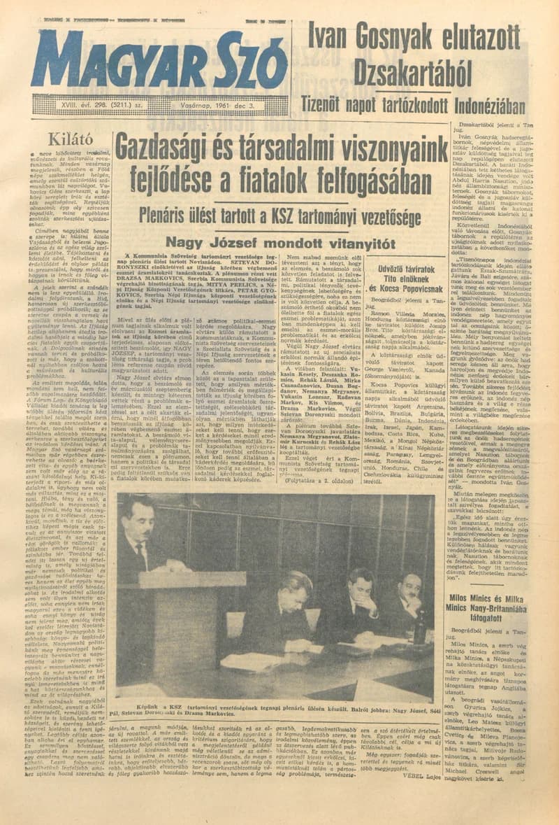 Magyar Szó, 18. évf. 1961. december 3. 298. sz. 1–24. oldal