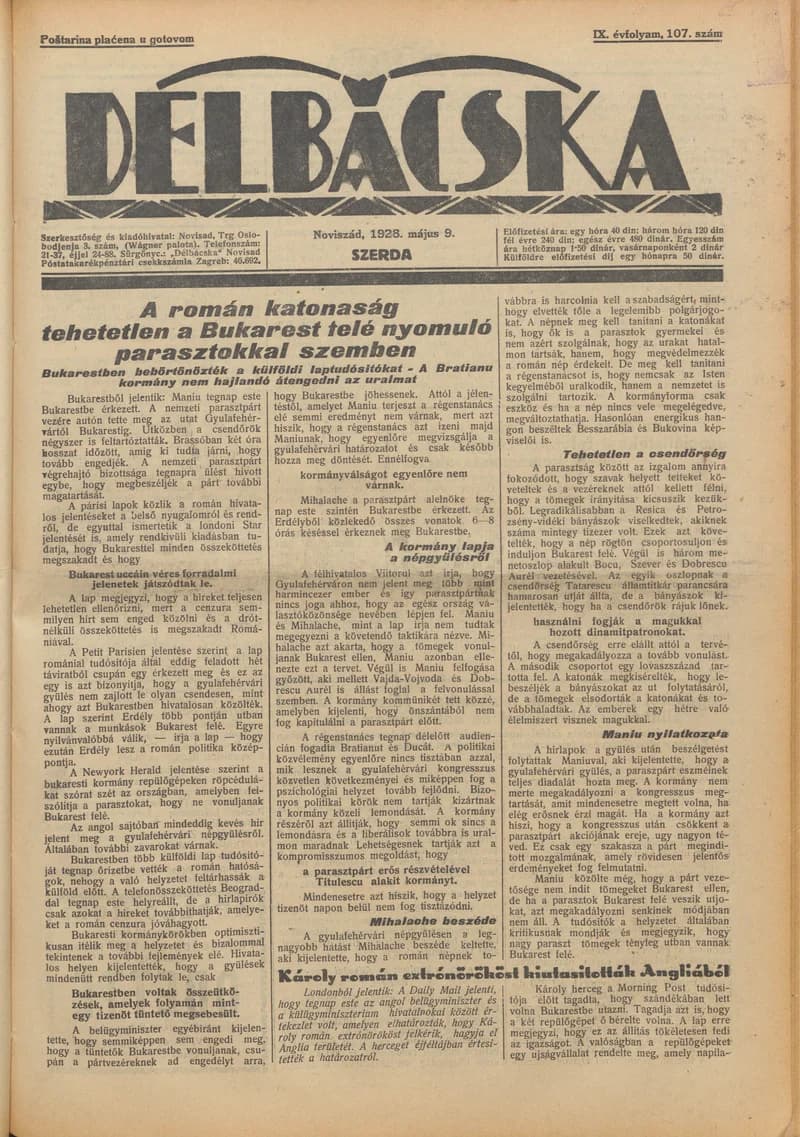 Délbácska, 9. évf. 1928. május 9. 107. sz.