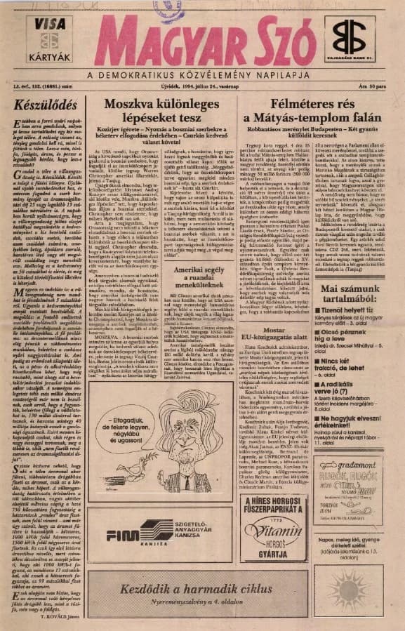 Magyar Szó, 51. évf. 1994. július 24. 152. sz.