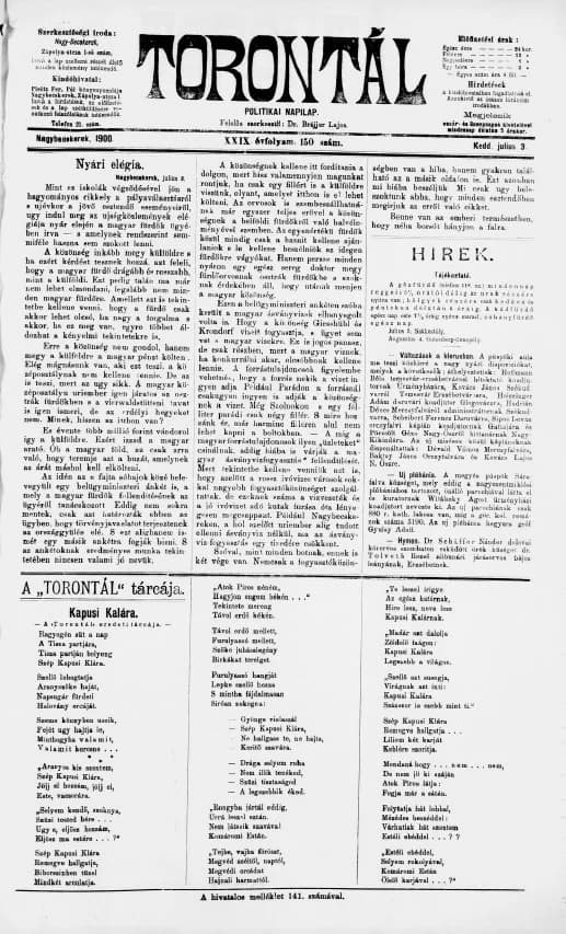 Torontál, 29. évf. 1900. július 3. 150. sz.