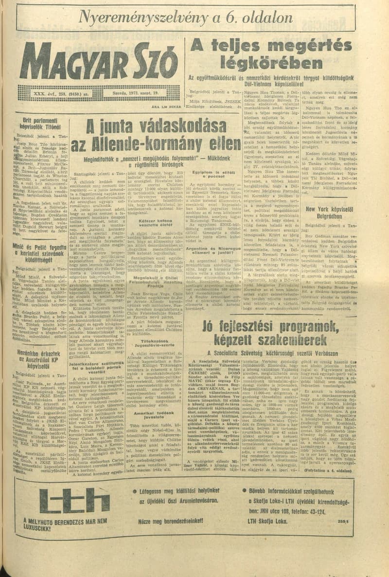 Magyar Szó, 30. évf. 1973. szeptember 19. 258. sz. 1–20. oldal