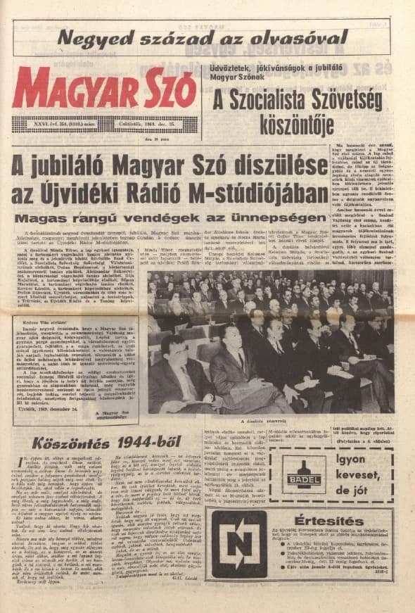 Magyar Szó, 26. évf. 1969. december 25. 354. sz. 1–20. oldal
