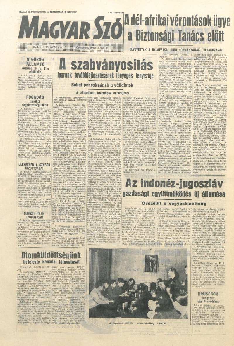 Magyar Szó, 17. évf. 1960. március 31. 76. sz. 1–24. oldal