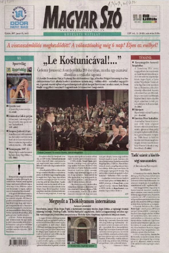 Magyar Szó, 64. évf. 2007. január 15. 11. sz. 1–12. oldal