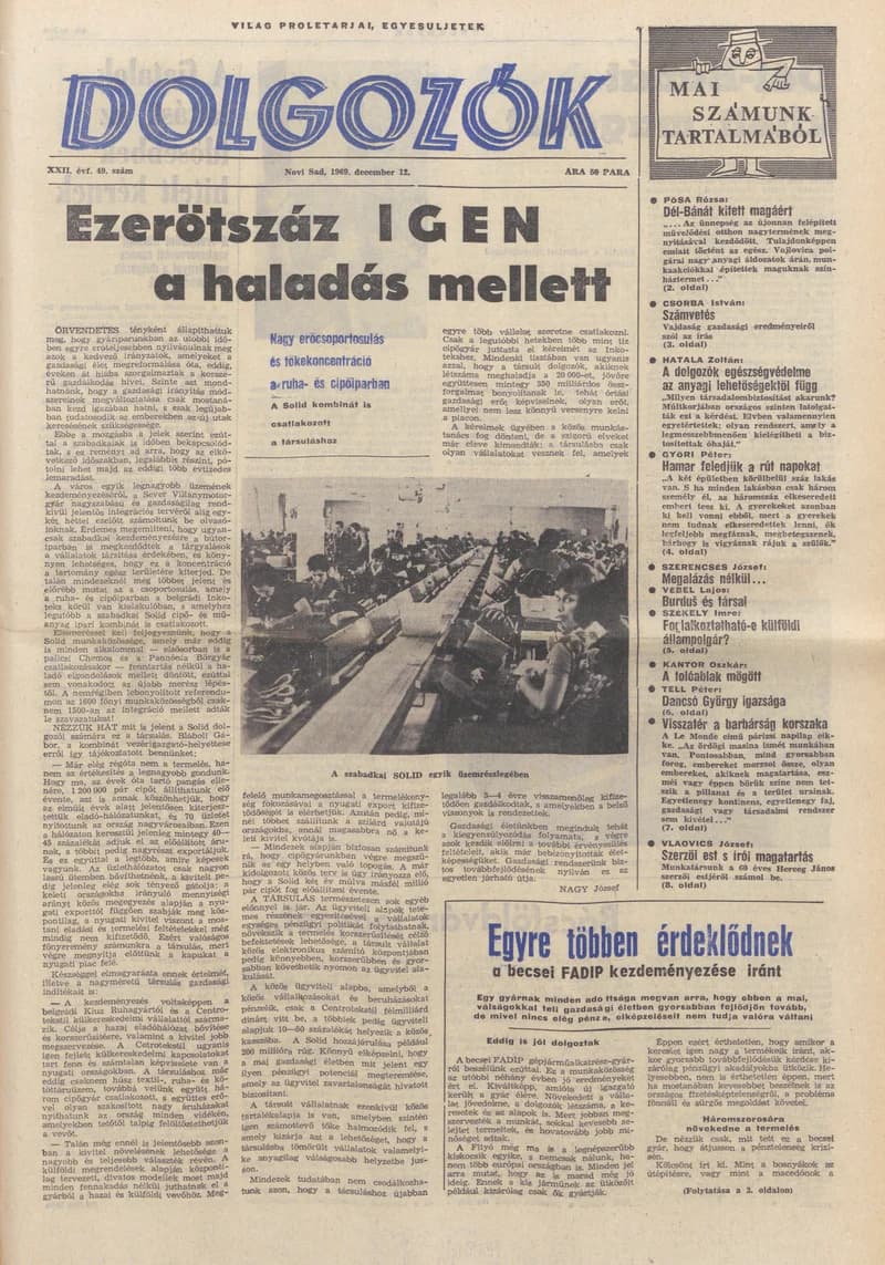 Dolgozók, 23. évf. 1969. december 12. 49. sz.