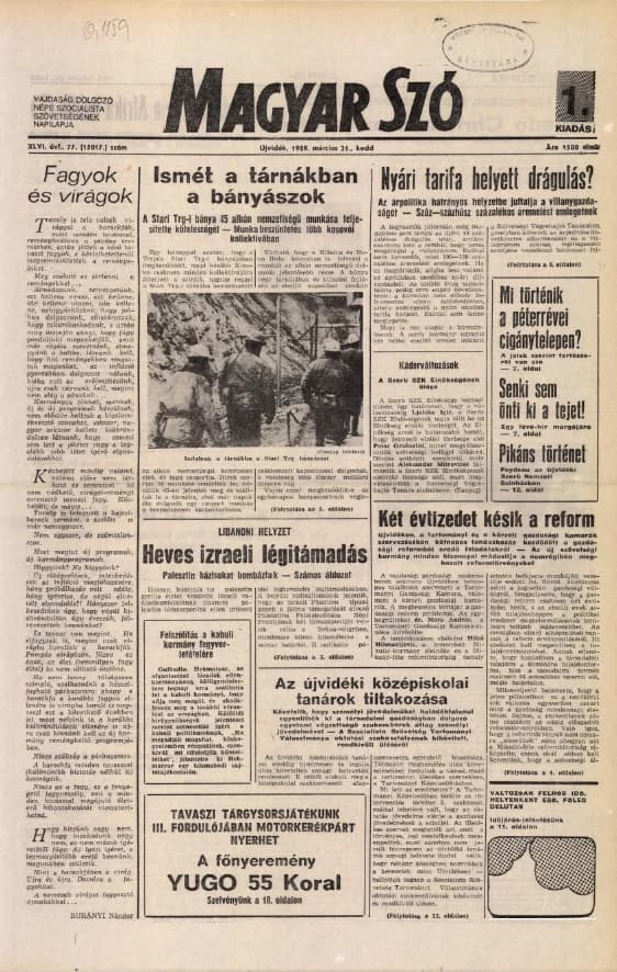 Magyar Szó, 46. évf. 1989. március 21. 77. sz. 1–20. oldal