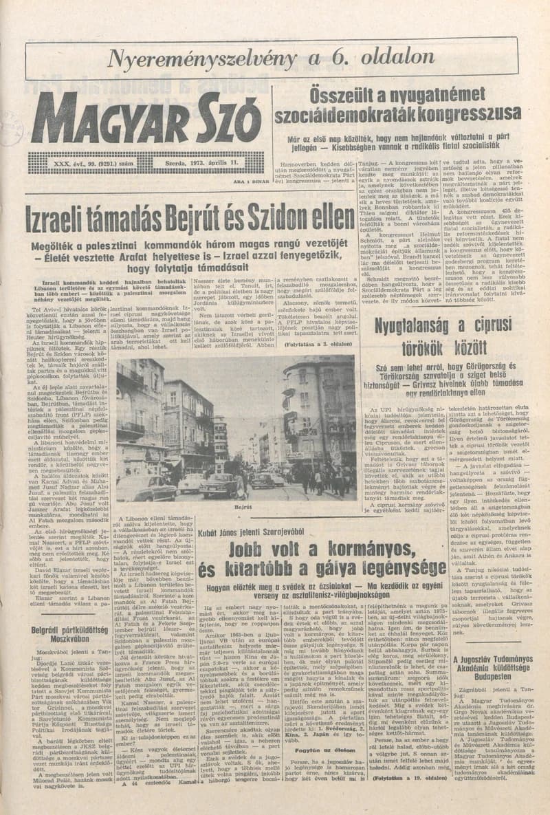Magyar Szó, 30. évf. 1973. április 11. 99. sz. 1–20. oldal