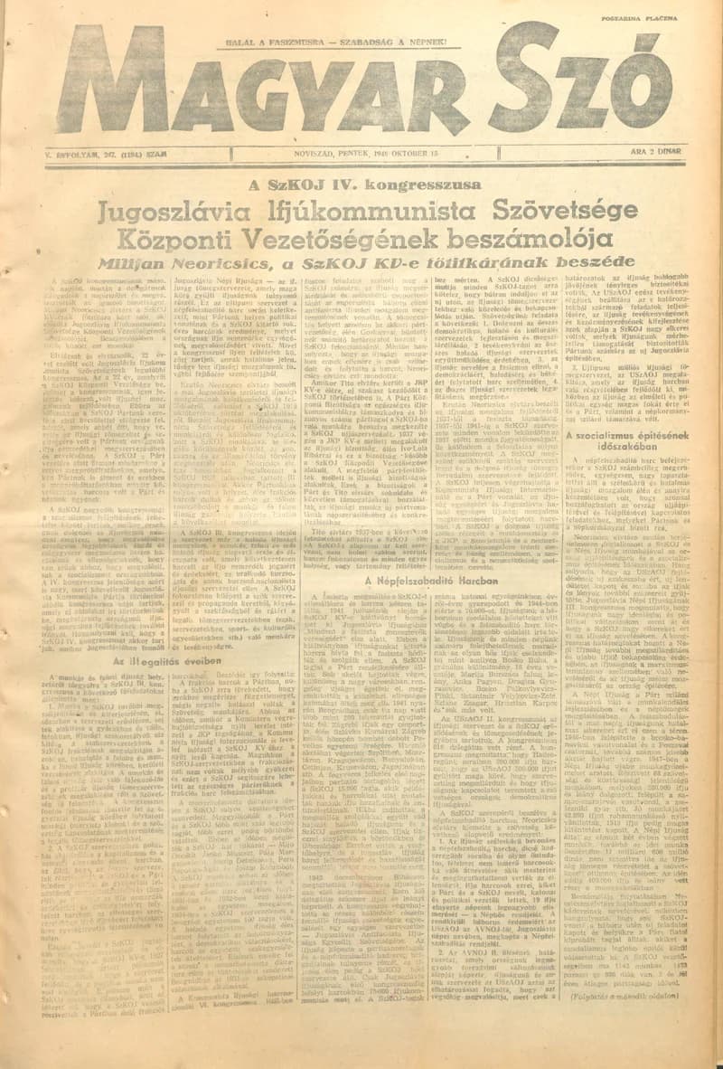 Magyar Szó, 5. évf. 1948. október 15. 247. sz. 1–4. oldal