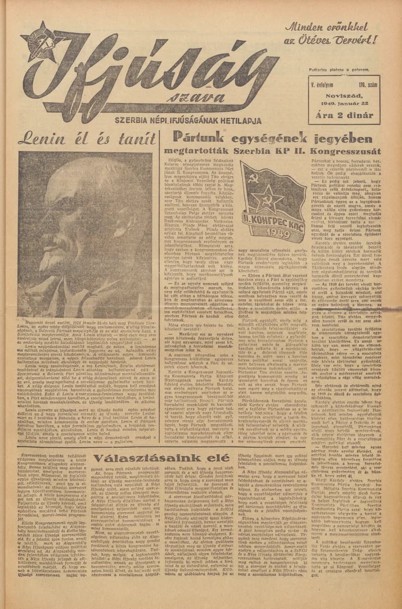 Ifjúság Szava, 5. évf. 1949. január 22. 176. sz.