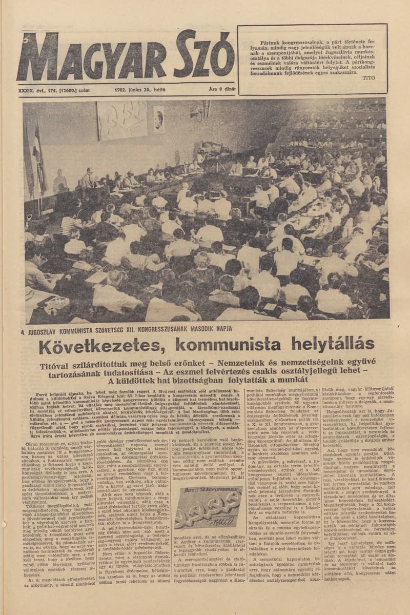 Magyar Szó, 39. évf. 1982. június 28. 175. sz. 1–20. oldal