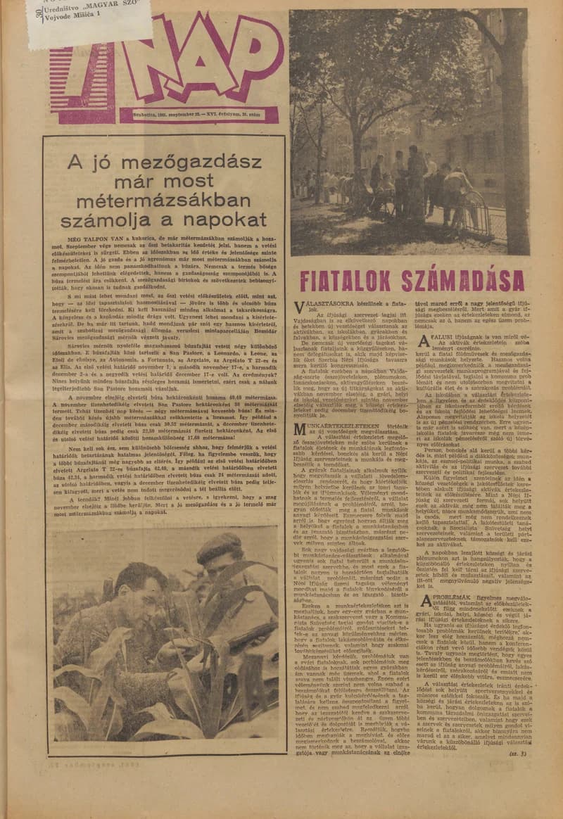 7 Nap, 16. évf. 1961. szeptember 22. 38. sz. 1–20. oldal