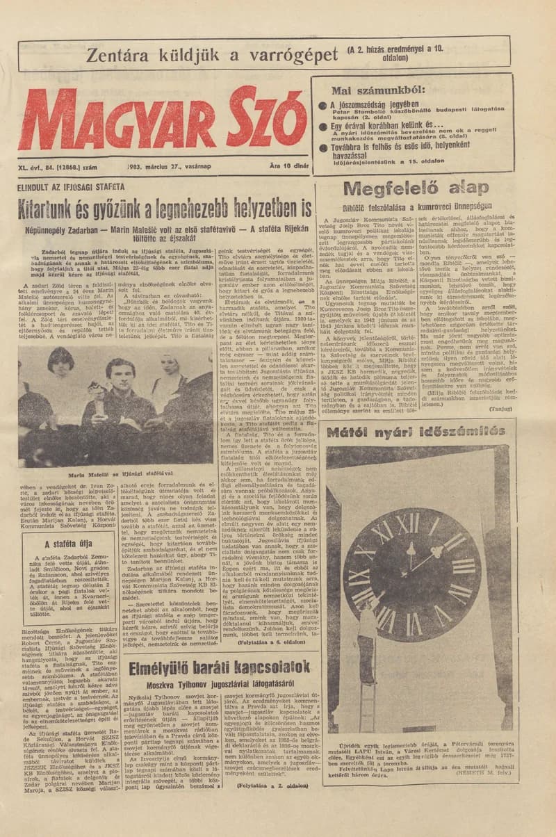 Magyar Szó, 40. évf. 1983. március 27. 84. sz. 1–28. oldal