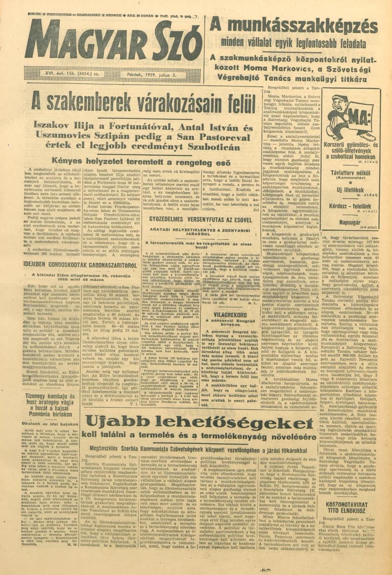 Magyar Szó, 16. évf. 1959. július 3. 156. sz. 1–22. oldal