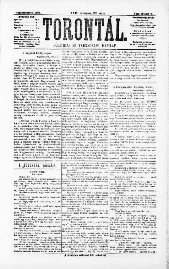 Torontál, 24. évf. 1895. október 15. 237. sz.