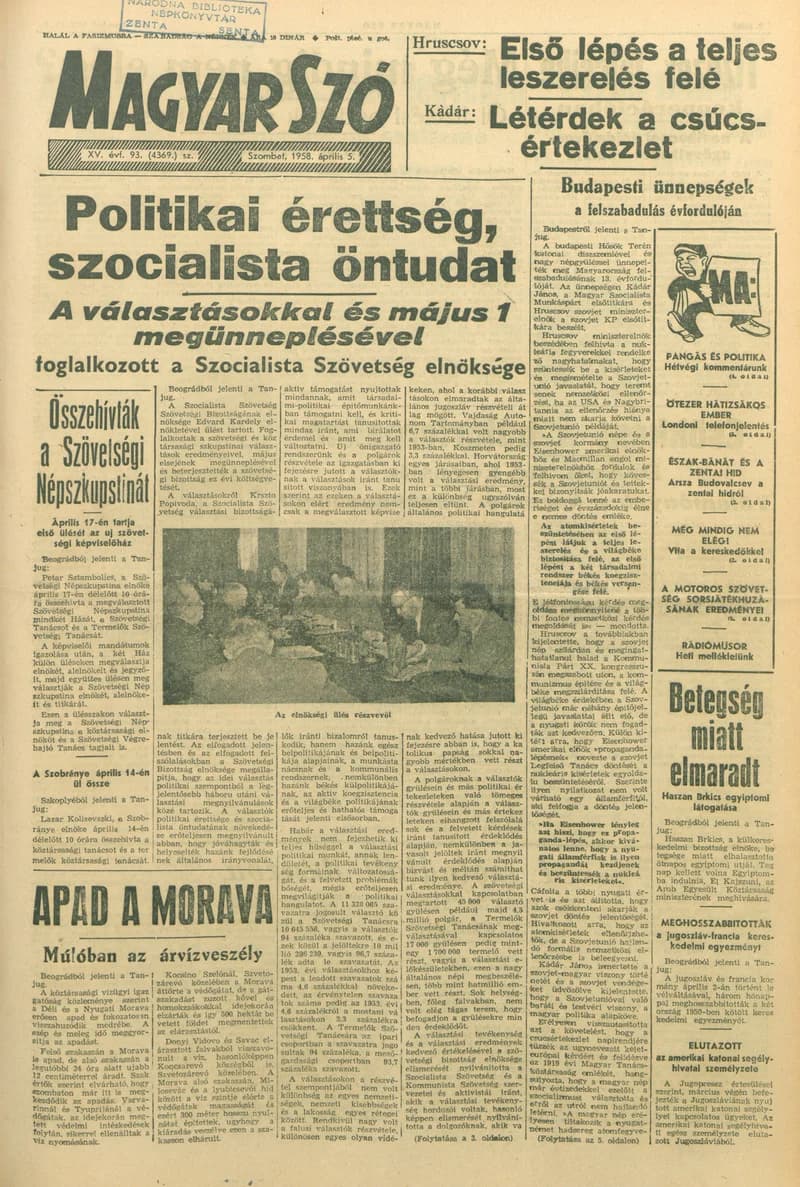 Magyar Szó, 15. évf. 1958. április 5. 93. sz. 1–12. oldal