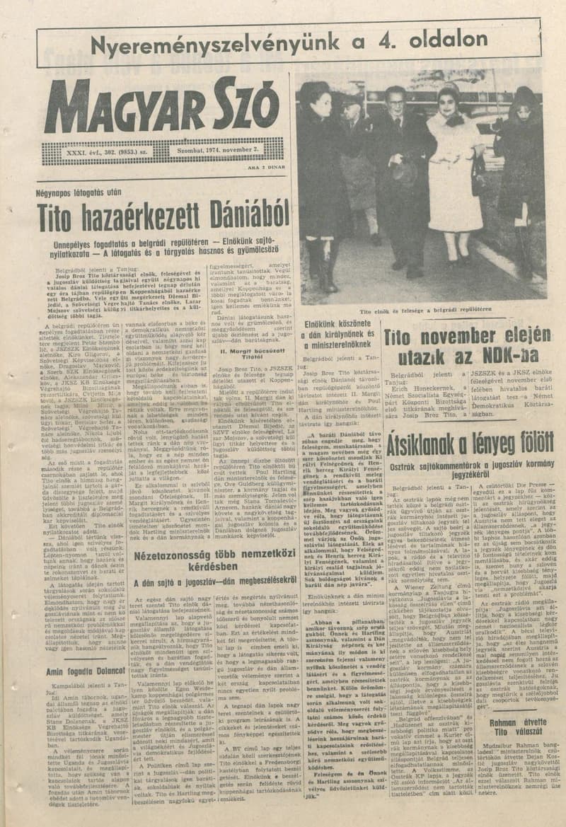 Magyar Szó, 31. évf. 1974. november 2. 302. sz. 1–20. oldal