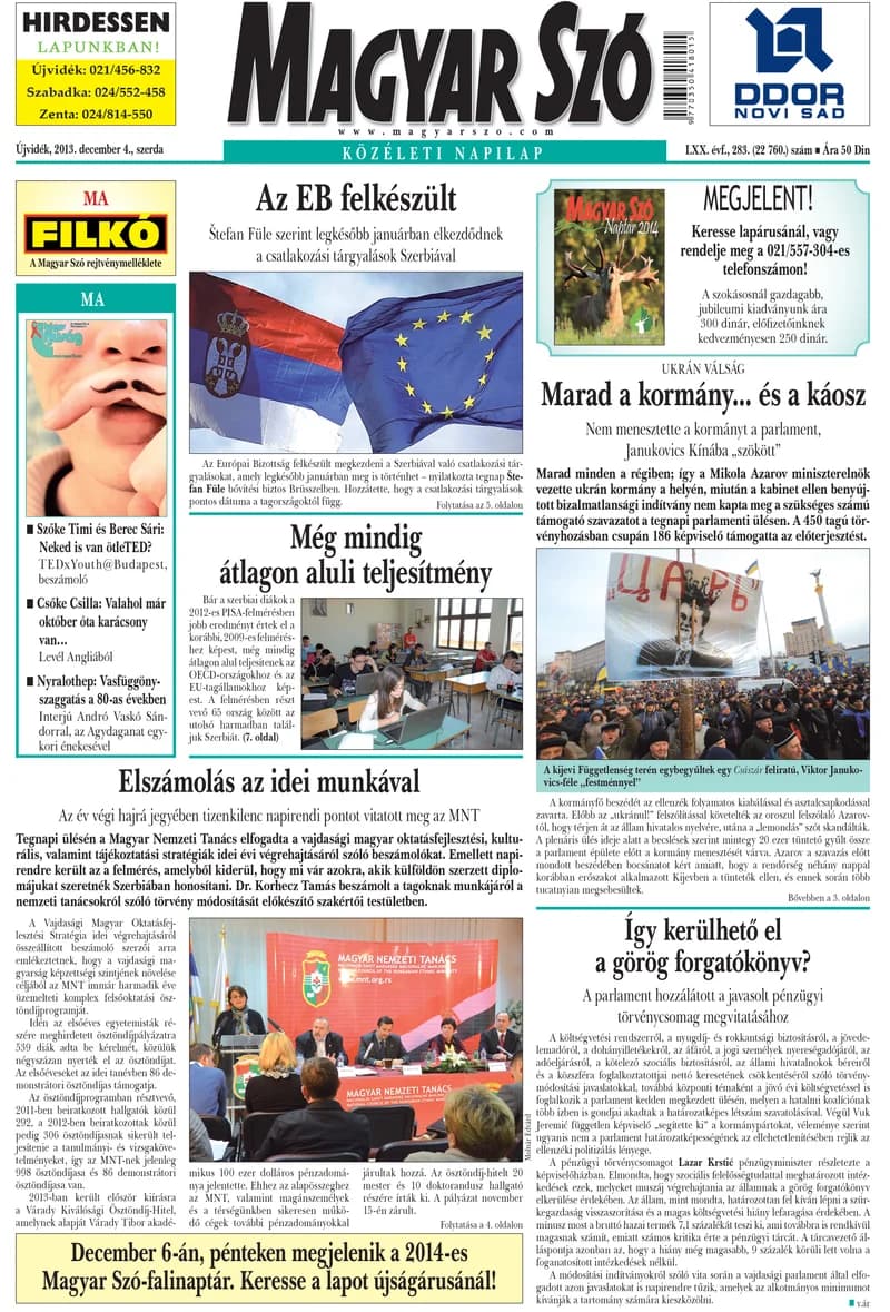 Magyar Szó, 70. évf. 2013. december 4. 283. sz. 1–20. oldal