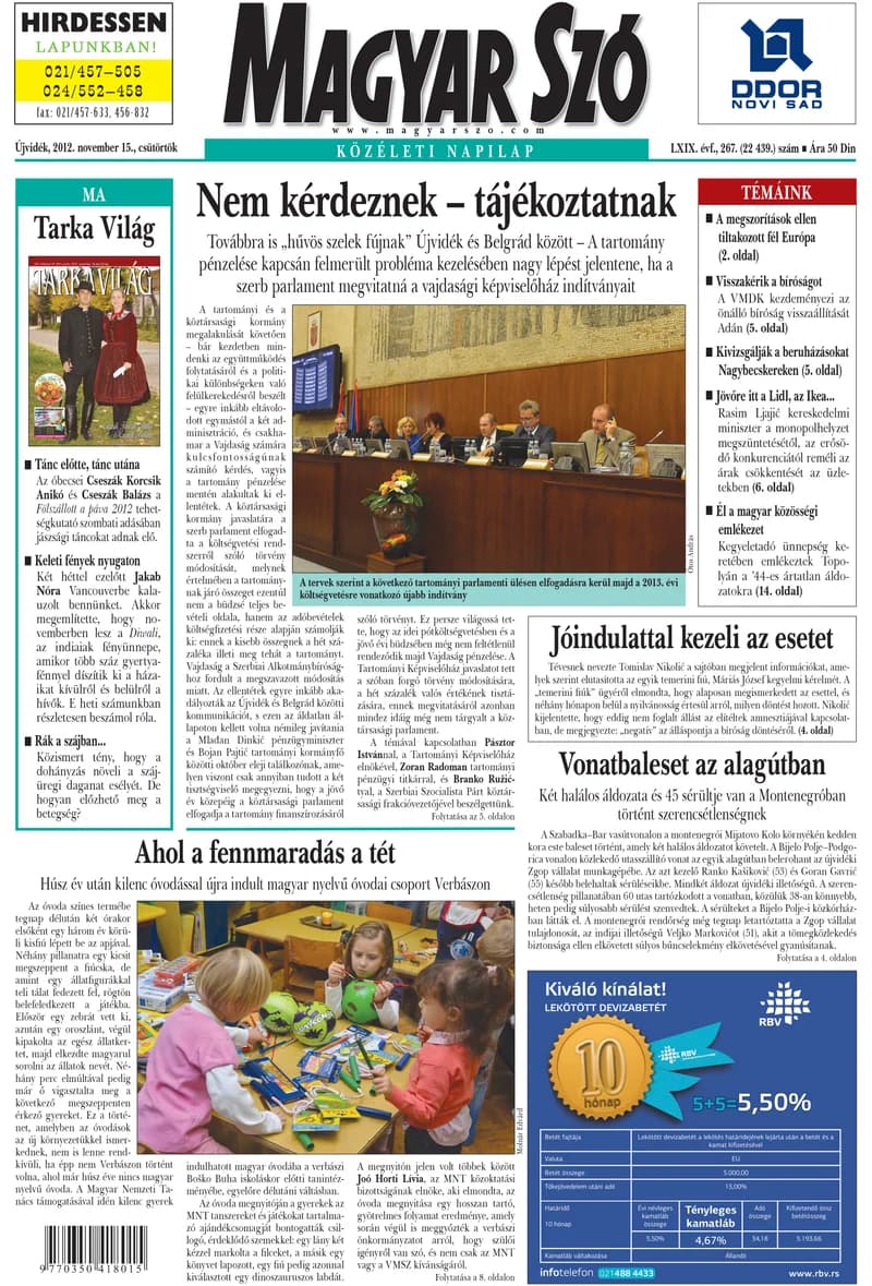 Magyar Szó, 69. évf. 2012. november 15. 267. sz. 1–20. oldal