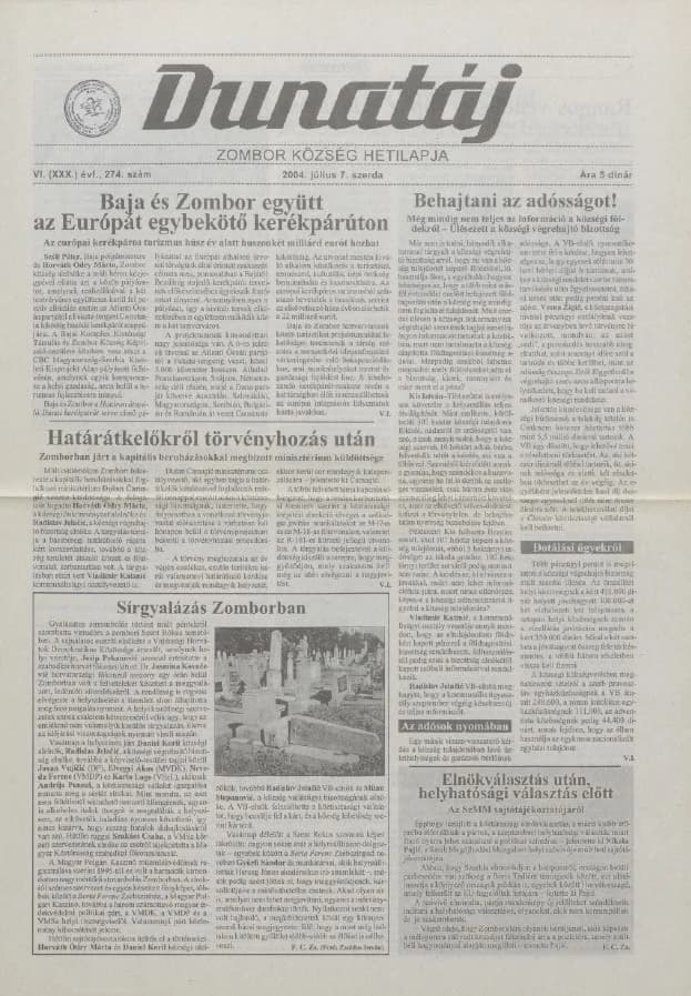 Dunatáj, 6. évf. 2004. július 7. 274. sz.