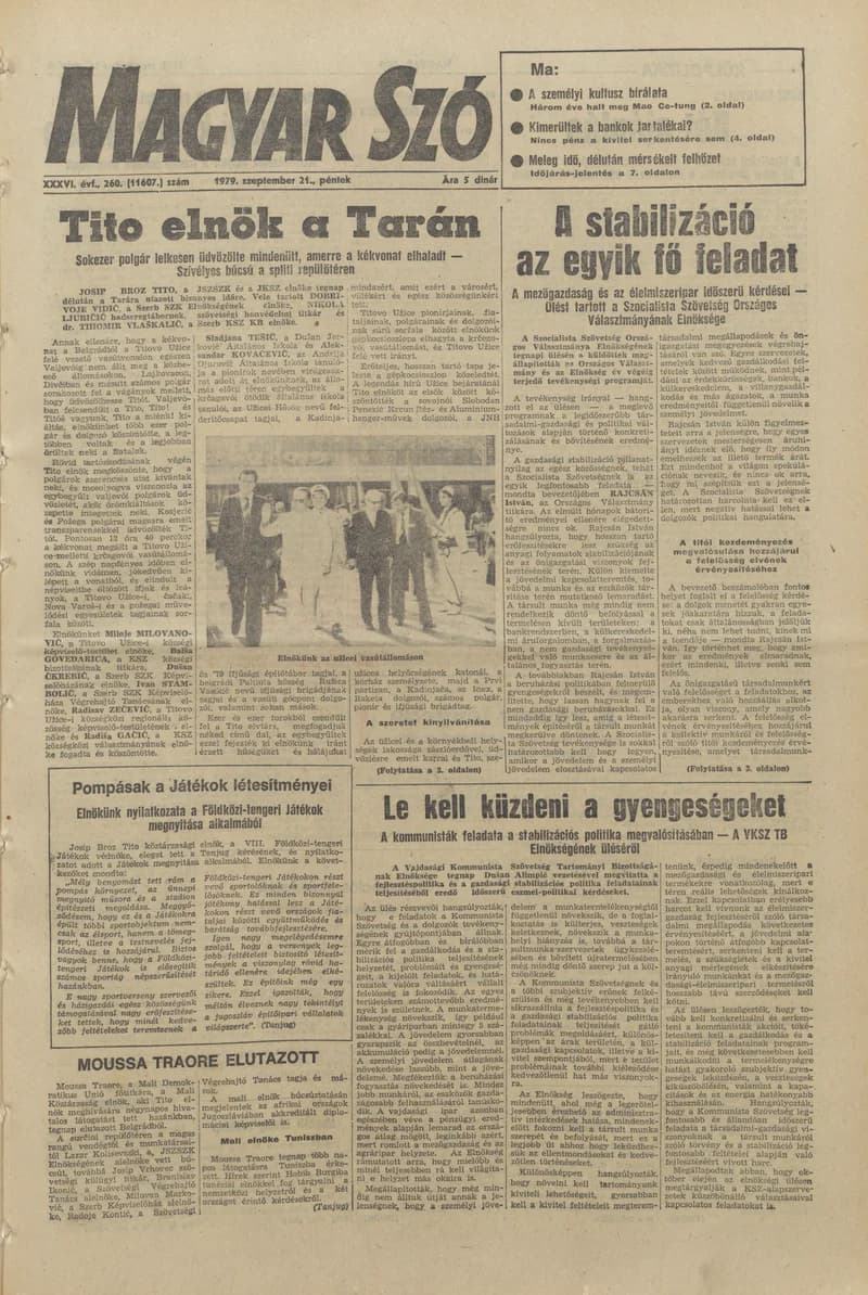 Magyar Szó, 36. évf. 1979. szeptember 21. 260. sz. 1–20. oldal