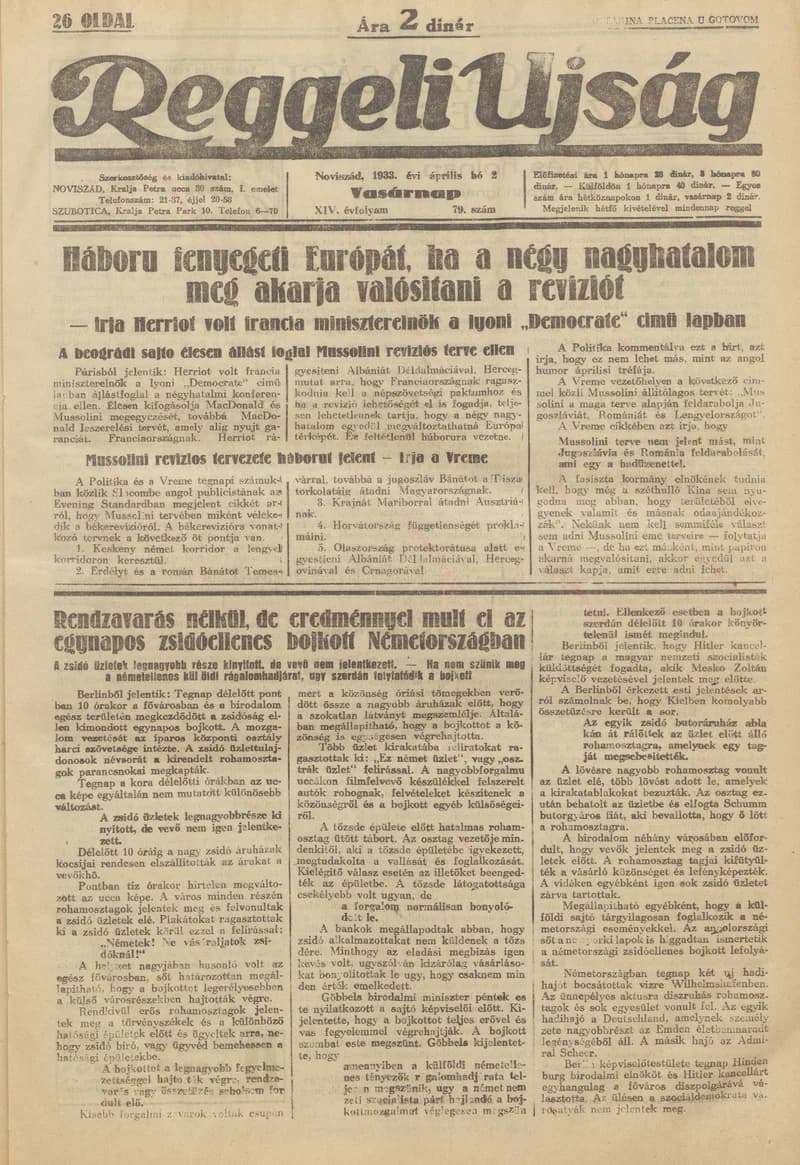 Reggeli Újság, 14. évf. 1933. április 6. 82. sz.