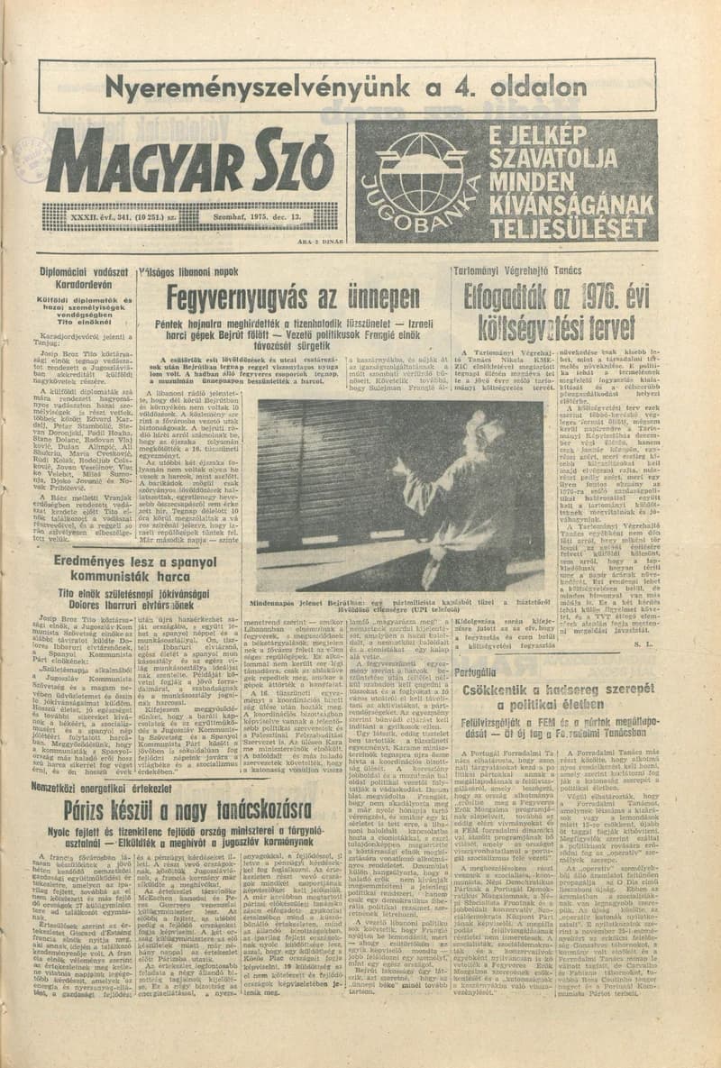 Magyar Szó, 32. évf. 1975. december 13. 341. sz.