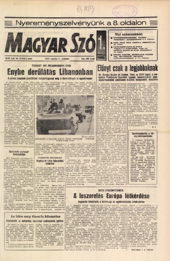 Magyar Szó, 44. évf. 1987. március 7. 64. sz. 1–24. oldal