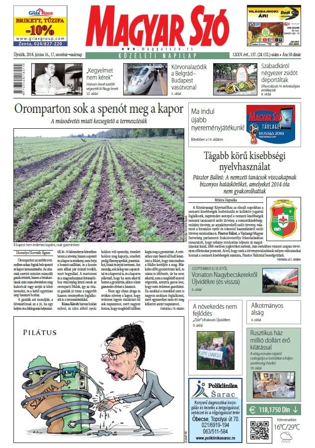 Magyar Szó, 75. évf. 2018. június 16. – 17. 137. sz. 1–44. oldal