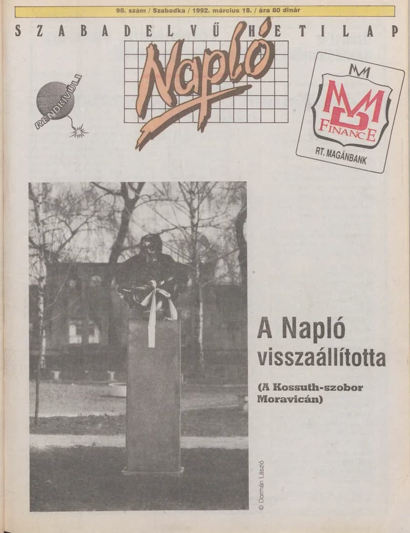 Napló - Szabadelvű hetilap, 3. évf. 1992. március 18. 98. sz.
