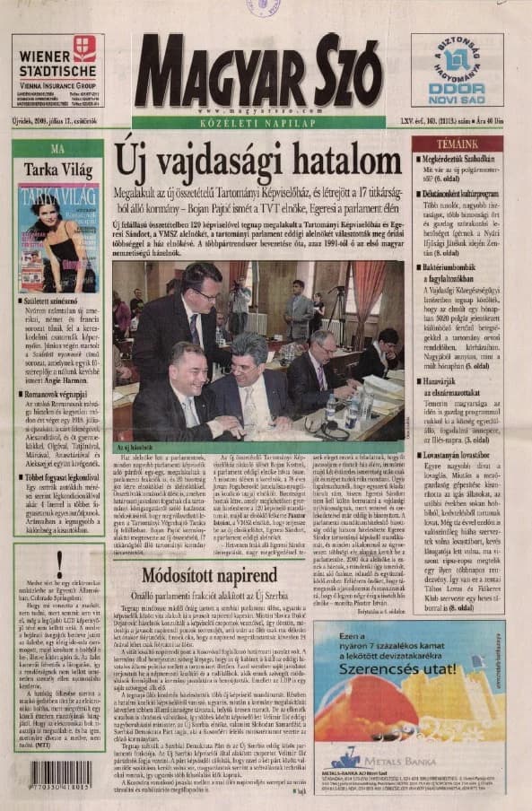 Magyar Szó, 65. évf. 2008. július 17. 163. sz. 1–16. oldal