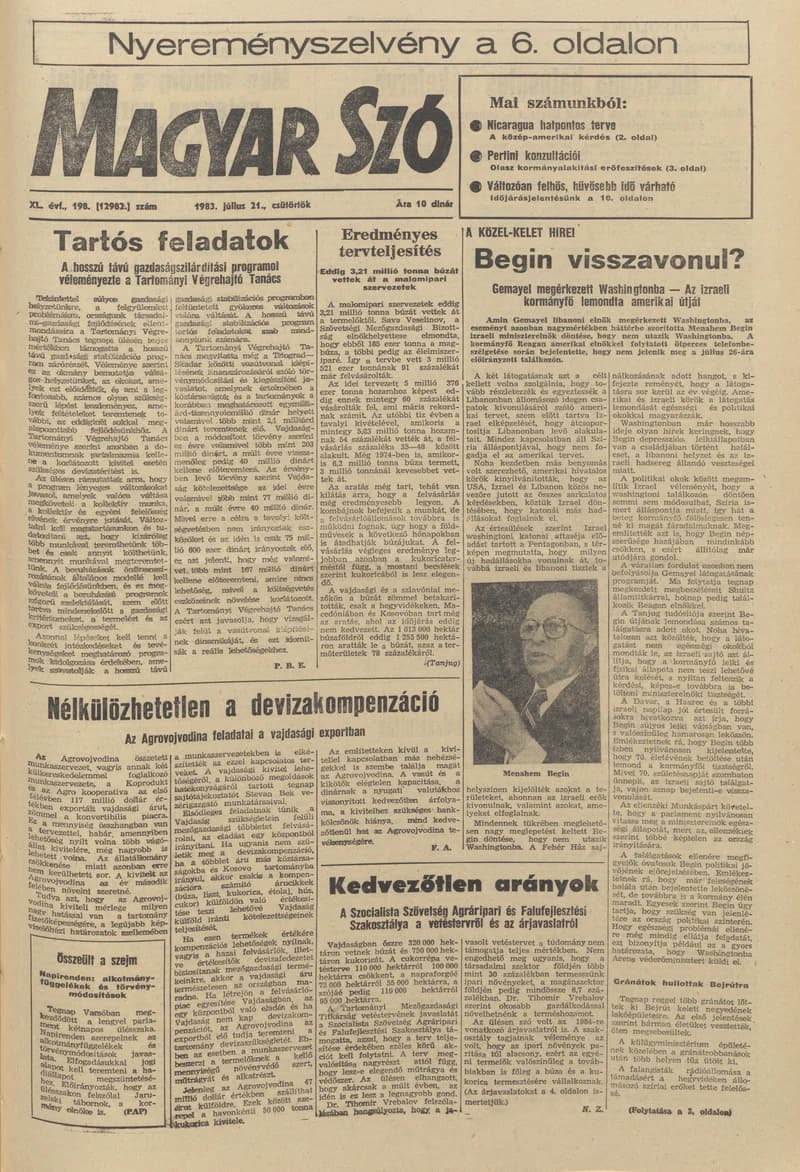 Magyar Szó, 40. évf. 1983. július 21. 198. sz. 1–20. oldal