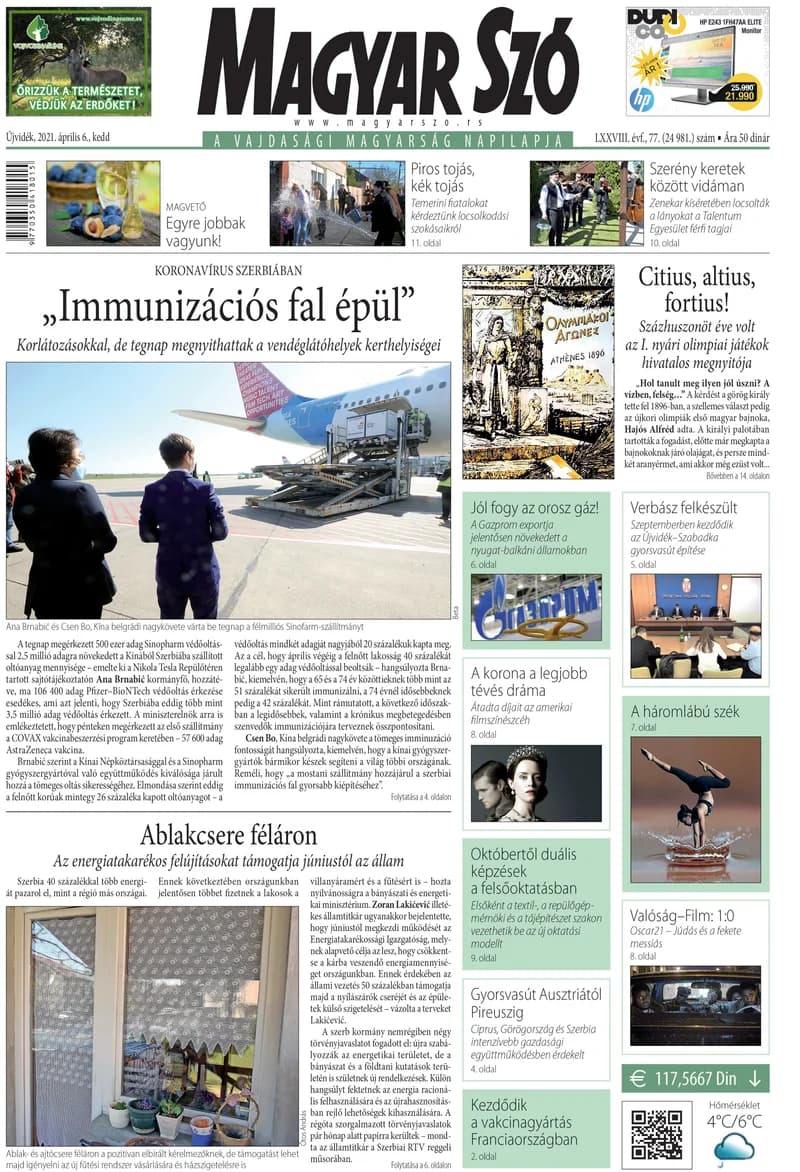 Magyar Szó, 78. évf. 2021. április 6. 77. sz. 1–20. oldal